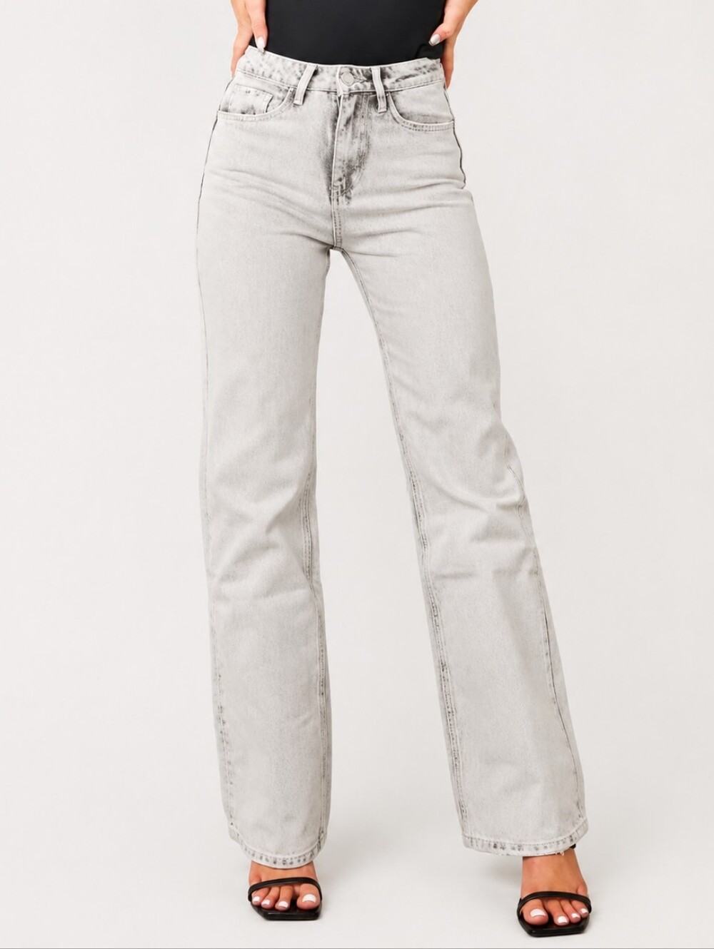 NWT VERVET Leslie 90s Vintage Flare Jeans Gray Acid Wash High Rise Size 24